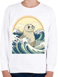 printfashion Fóka és a hullámok anime stílus - Gyerek pulóver - Fehér (13290010)
