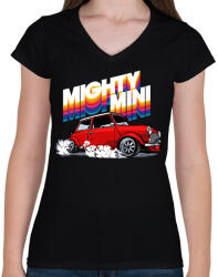 printfashion Mini Morris - Női V-nyakú póló - Fekete (1908053)