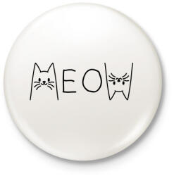 printfashion Meow - Kitűző, hűtőmágnes - Fehér (14251818)