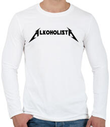 printfashion Alkoholista - Metallica paródia 1 - Férfi hosszú ujjú póló - Fehér (2406489)