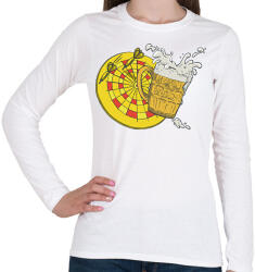 printfashion Sör és darts - Női hosszú ujjú póló - Fehér (12083281)