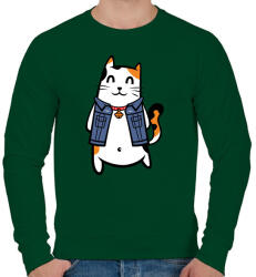 printfashion Menő macska - Férfi pulóver - Sötétzöld (309947)
