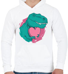 printfashion T-rex szívvel - Férfi kapucnis pulóver - Fehér (11877834)