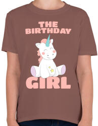 printfashion Unikornis kislány születésnap - Gyerek póló - Mogyoróbarna (1214707)