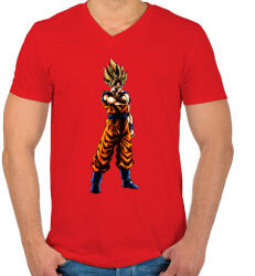 printfashion dragon ball super-saiyan - Férfi V-nyakú póló - Piros (4190560)