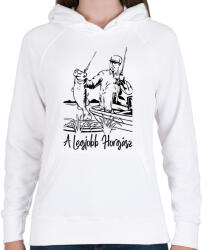 printfashion A legjobb horgász - Női kapucnis pulóver - Fehér (2455825)