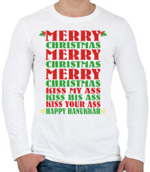 printfashion Merry Kissmy*ss - Férfi hosszú ujjú póló - Fehér (2046406)