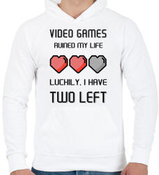 printfashion Video Games ruined my life - Luckily I have two left - Férfi kapucnis pulóver - Fehér (5778931)