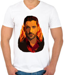 printfashion Lucifer - Férfi V-nyakú póló - Fehér (2748735)