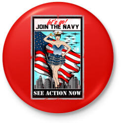 printfashion Csatlakozz a tengerészethez - Kitűző, hűtőmágnes - Piros (3105393)