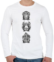 printfashion Monkeys - Férfi hosszú ujjú póló - Fehér (1257069)
