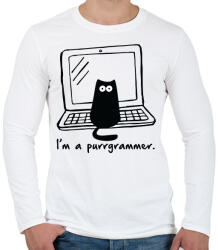 printfashion Purrgrammer - Férfi hosszú ujjú póló - Fehér (2533102)