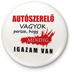 printfashion Autószerelő vagyok - Kitűző, hűtőmágnes - Fehér (16283428)