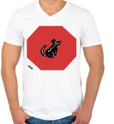 printfashion Szellem Kutya - Férfi V-nyakú póló - Fehér (1186256)