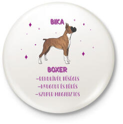 printfashion Bika - Boxer - Kitűző, hűtőmágnes - Fehér (13345829)