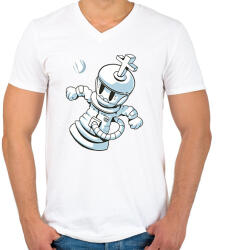 printfashion Sakk az űrben - Férfi V-nyakú póló - Fehér (16068068)