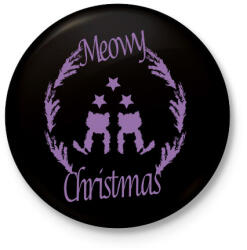 printfashion meowy purple - Kitűző, hűtőmágnes - Fekete (5771117)