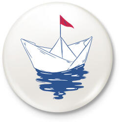 printfashion Papírcsónak - Kitűző, hűtőmágnes - Fehér (11670994)