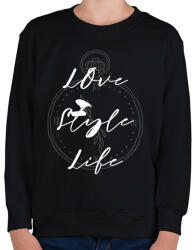 printfashion love style life - Gyerek pulóver - Fekete (1875432)