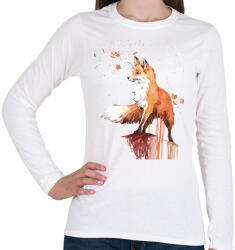printfashion Painted Fox - Női hosszú ujjú póló - Fehér (1248140)
