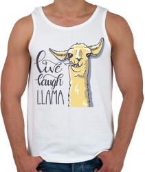 printfashion Élj, nevess, LLAMA - Férfi atléta - Fehér (1623999)