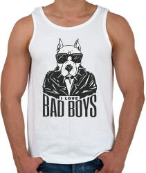 printfashion Dog face I love Bad Boys- szeretem a rosszfiúkat - Férfi atléta - Fehér (11339470)