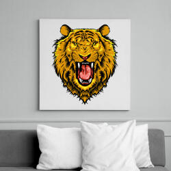 printfashion Dühös oroszlán - Vászonkép - Fehér (6633232)