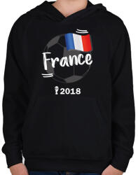 printfashion Franciaország - Gyerek kapucnis pulóver - Fekete (913732)