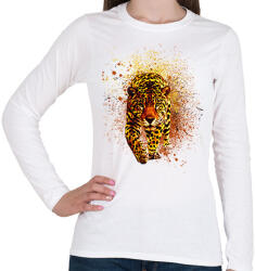 printfashion leopard abstrakt - Női hosszú ujjú póló - Fehér (2164951)
