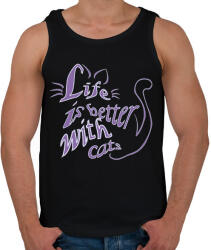printfashion life is better with cats - Férfi atléta - Fekete (5724221)