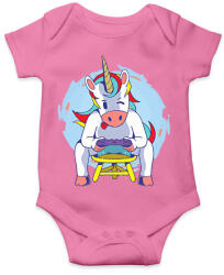 printfashion Unikornis gamer - Baba Body - Rózsaszín (2668545)