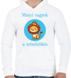 printfashion Én vagyok a trónörökös - Névvel - Férfi kapucnis pulóver - Fehér (6241786)