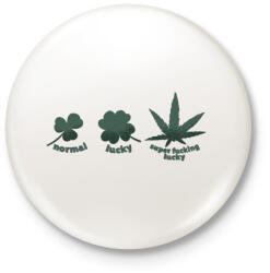 printfashion Cannabis - super fucking lucky - Kitűző, hűtőmágnes - Fehér (4369047)