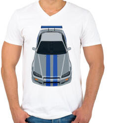 printfashion Nissan Skyline - Férfi V-nyakú póló - Fehér (2485552)