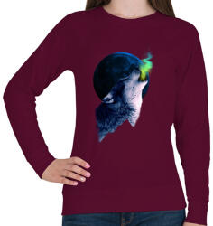 printfashion Farkasüvöltés - Női pulóver - Bordó (395099)
