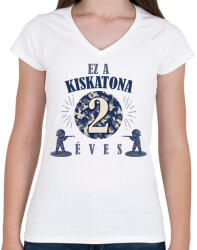 printfashion Kiskatona - Évszámmal - Női V-nyakú póló - Fehér (7700307)