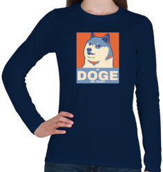 printfashion IN DOGE WE TRUST - Női hosszú ujjú póló - Sötétkék (10738264)