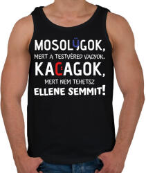 printfashion A testvéred vagyok : ) - fehér - Férfi atléta - Fekete (7012259)