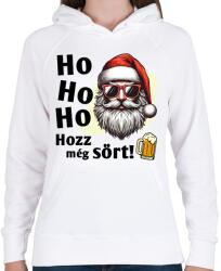 printfashion Hozz még sört - Hipszter Mikulás - Női kapucnis pulóver - Fehér (15176823)