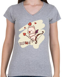 printfashion KUPidO - Női V-nyakú póló - Sport szürke (1160129)