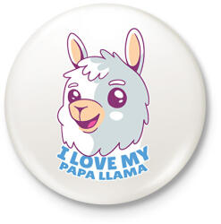 printfashion Papa láma - Kitűző, hűtőmágnes - Fehér (6258381)