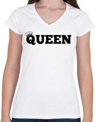 printfashion Queen - Női V-nyakú póló - Fehér (4447284)
