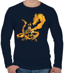 printfashion Firedragon - Férfi hosszú ujjú póló - Sötétkék (862956)