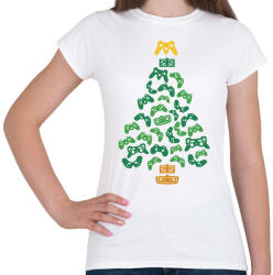printfashion Gamer karácsonyfa - Női póló - Fehér (5742285)