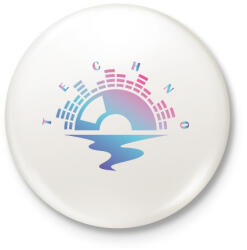 printfashion Techno - Lemez - Kitűző, hűtőmágnes - Fehér (6581381)