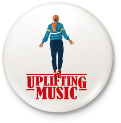 printfashion Uplifting Music Stranger Things - Kitűző, hűtőmágnes - Fehér (7478811)