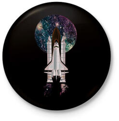 printfashion SPACESHIP - Kitűző, hűtőmágnes - Fekete (3098722)