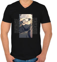 printfashion hatake kakashi - Férfi V-nyakú póló - Fekete (14930403)