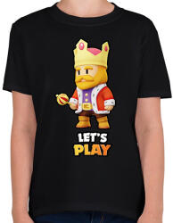 printfashion Stumble Guys - Stumble King - Gyerek póló - Fekete (16084596)