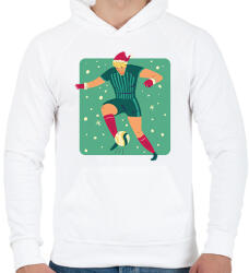 printfashion Karácsonyi focista - Férfi kapucnis pulóver - Fehér (5741223)